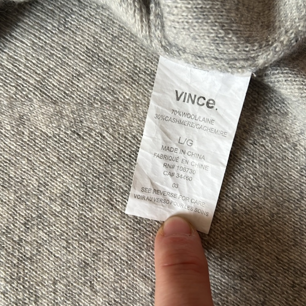Vince Cashmere Wool Blend Colorblock Sweater Women’s Size Large Repairs - Picture 13 of 14